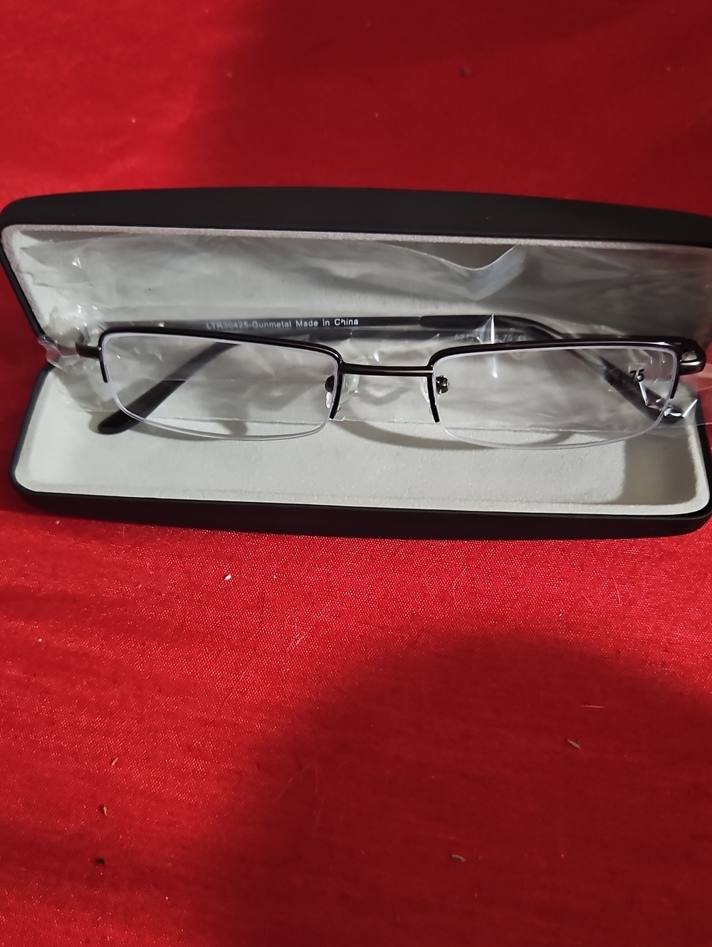 1.75 Cheaters - Semi-rimless Readers - Gunmetal - Hard Case - New